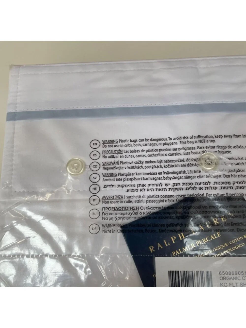 Ralph Lauren Organic Cotton Percale Palmer Flat Sheet KING Sky Blue MSRP $200
